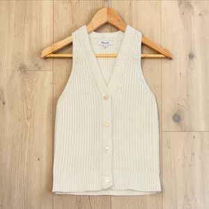 Madewell Chunky Knit Button-Up Cotton Blend Sweater Vest Size Medium